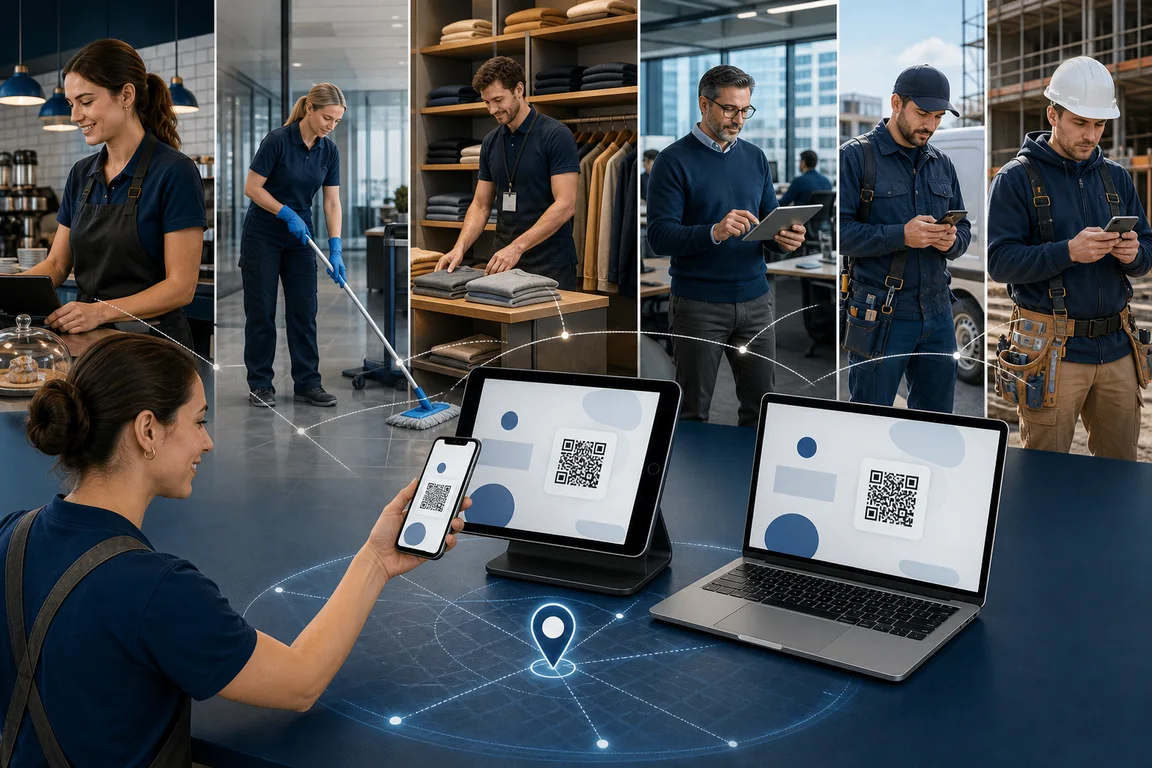 TotemClock AI on tablets, smartphones and computers for small businesses